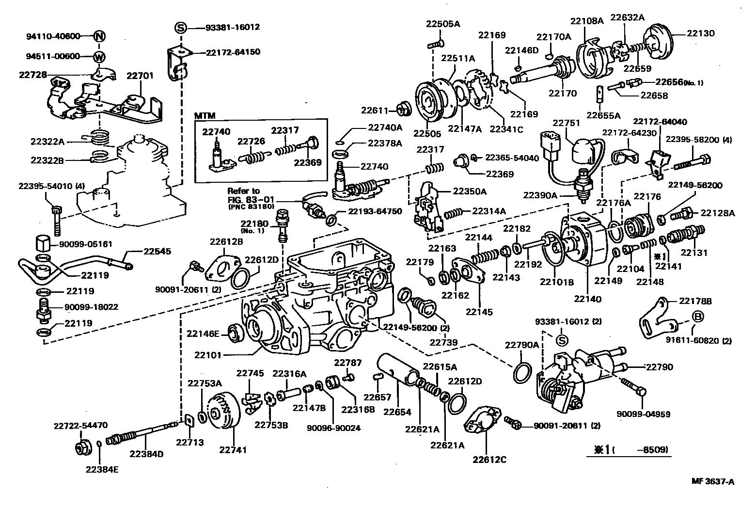 Toyota CAMRY 喷油泵体 EPC diagram — MF3637A