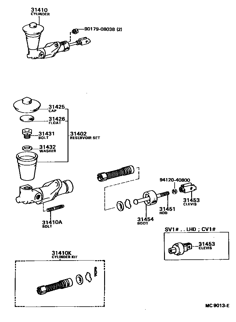 Toyota CAMRY 离合器总泵 EPC diagram — MC9013E