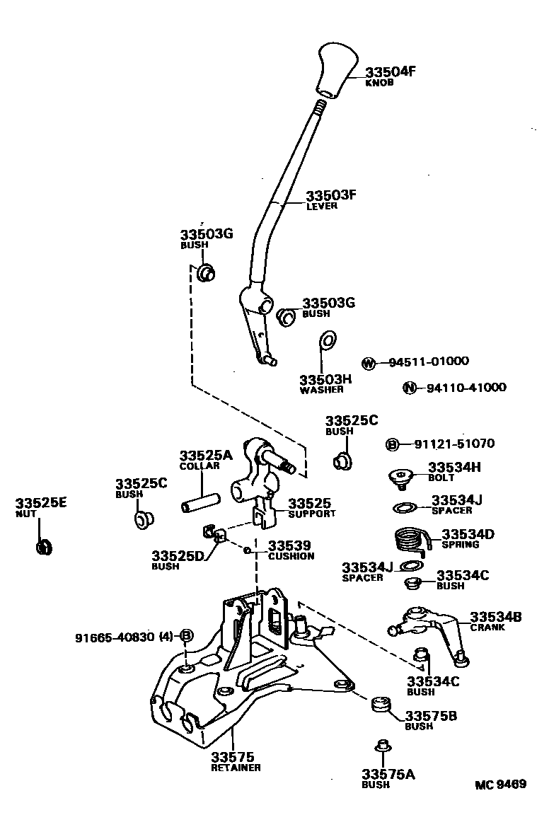 Toyota CAMRY Shift Lever & Retainer EPC diagram — MC9469
