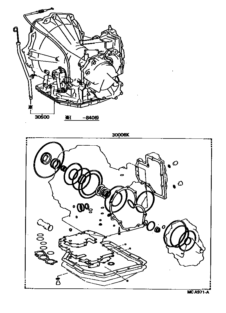 Toyota CAMRY 传动桥或变速器总成和衬垫组件(ATM) EPC diagram — MCA971A