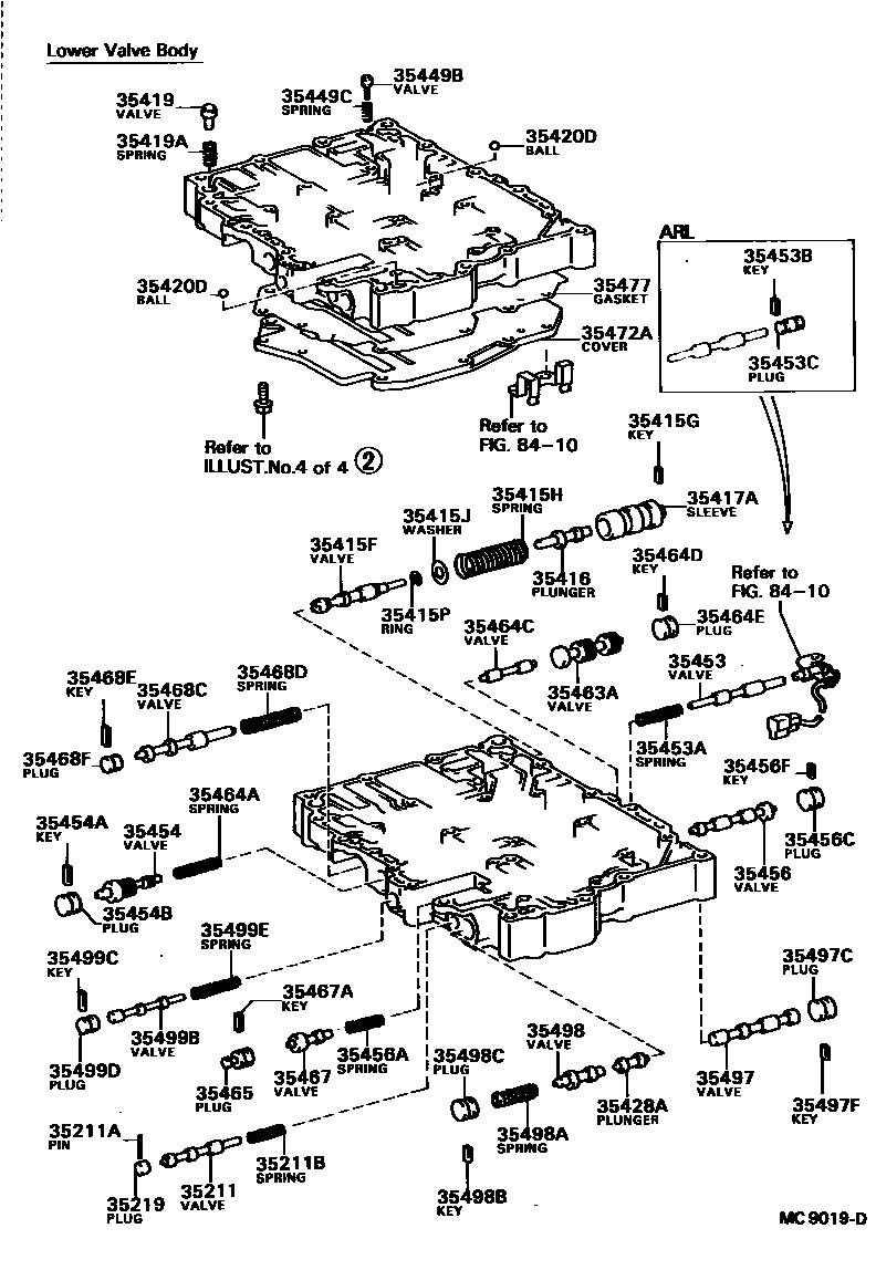 Toyota CAMRY 阀体和滤油网(ATM) EPC diagram — MC9019D