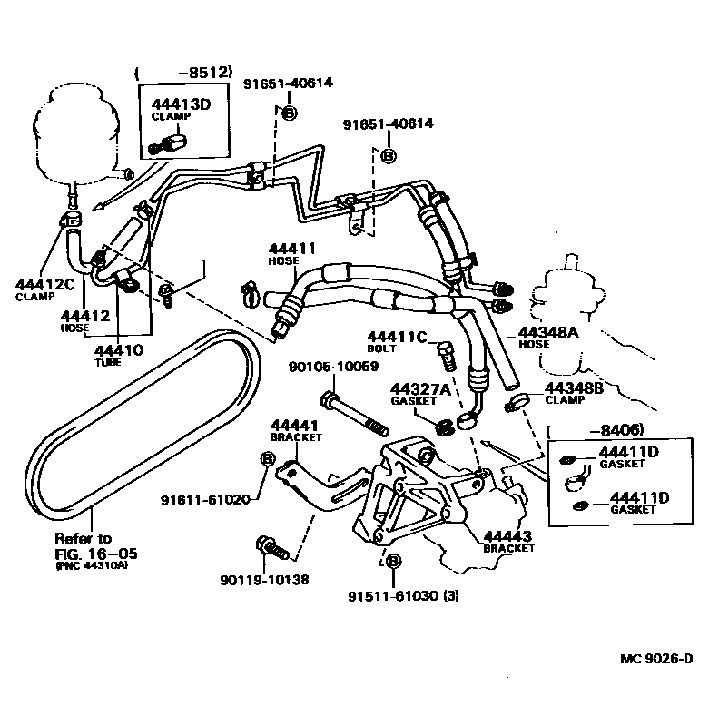 Toyota CAMRY 动力转向配管 EPC diagram — MC9026D