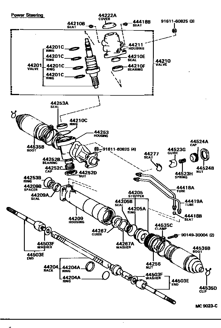 Toyota CAMRY 前转向齿轮和连杆 EPC diagram — MC9023C
