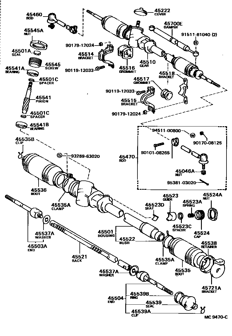 Toyota CAMRY 前转向齿轮和连杆 EPC diagram — MC9470C