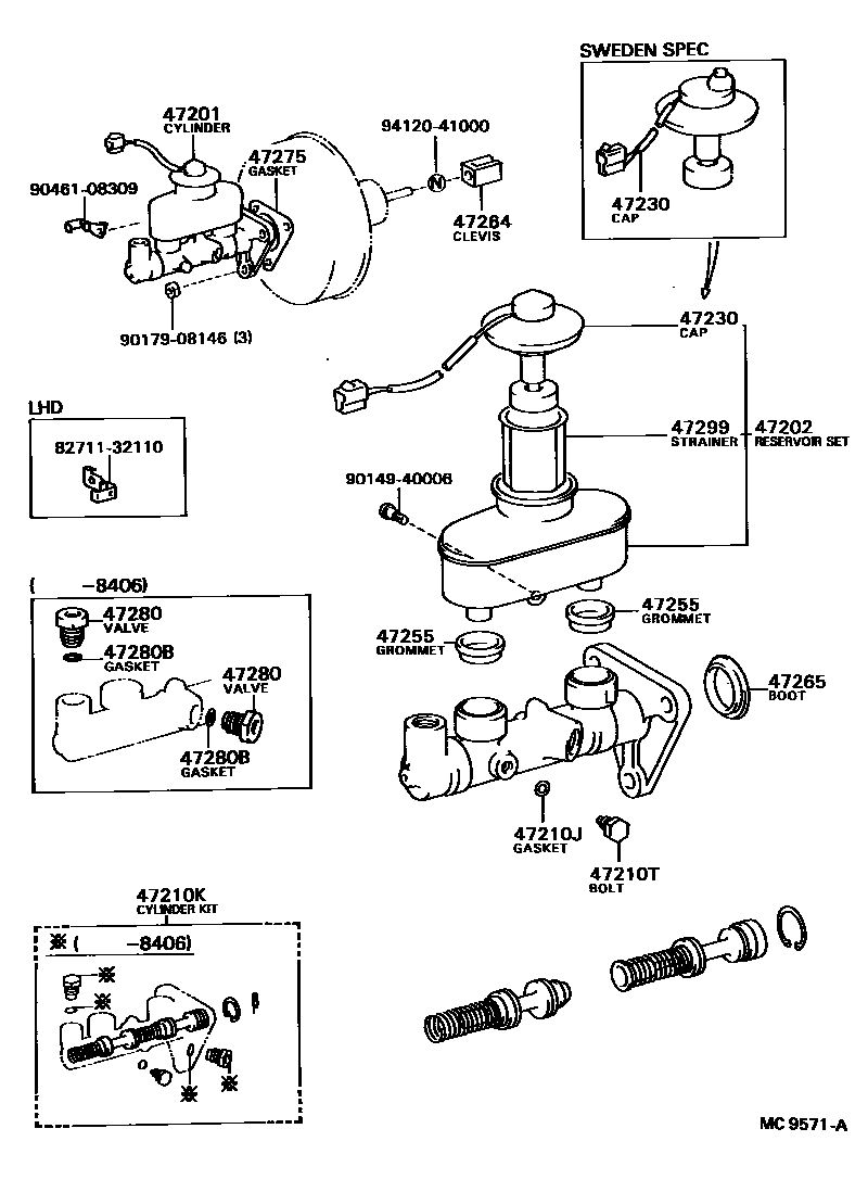 Toyota CAMRY 制动总泵 EPC diagram — MC9571A