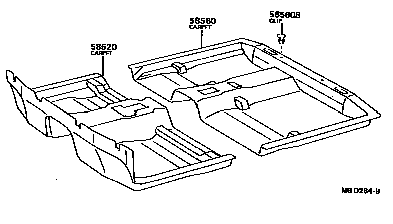 Toyota CAMRY 地板垫和地毯 EPC diagram — MBD264B