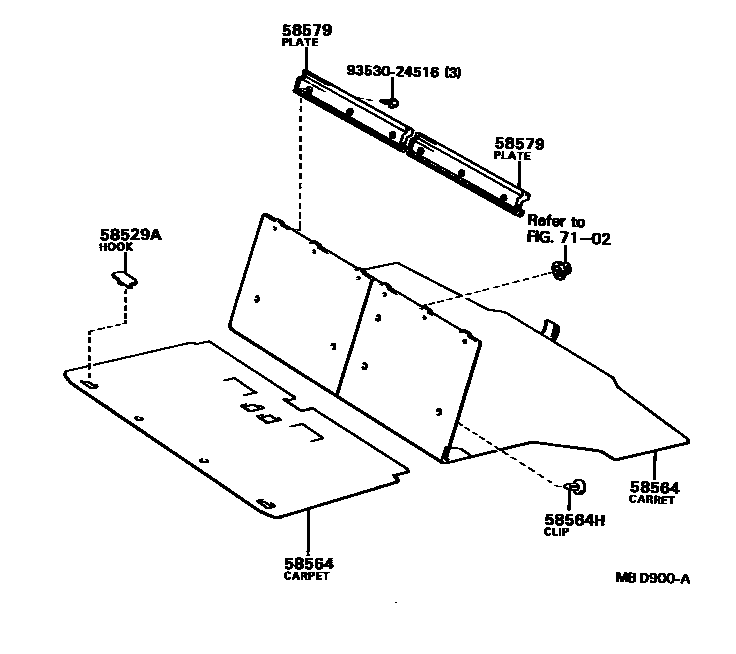 Toyota CAMRY 地板垫和地毯 EPC diagram — MBD900A