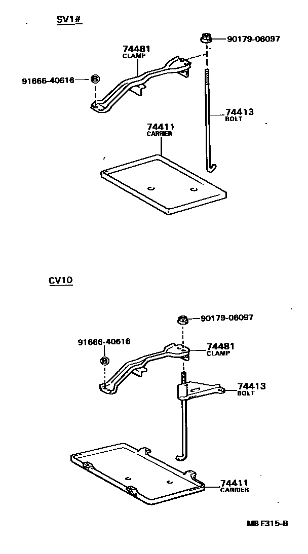 Toyota CAMRY battery holder EPC diagram — MBE315B