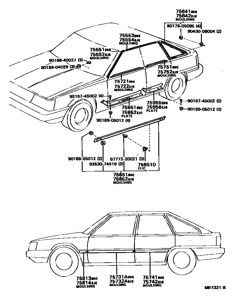 Toyota CAMRY 侧防护条 EPC diagram — MBE321B