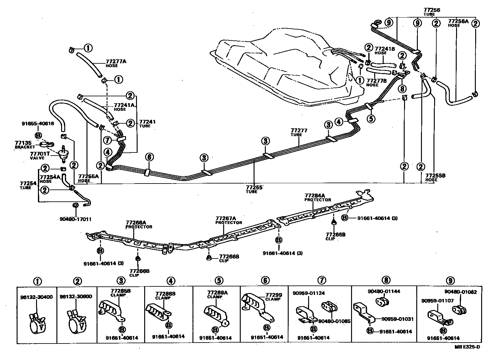 Toyota CAMRY 燃油箱和燃油管 EPC diagram — MBE325D
