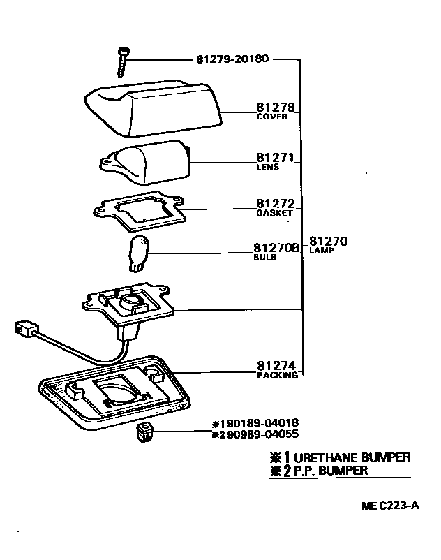 Toyota CAMRY 后牌照灯 EPC diagram — MEC223A