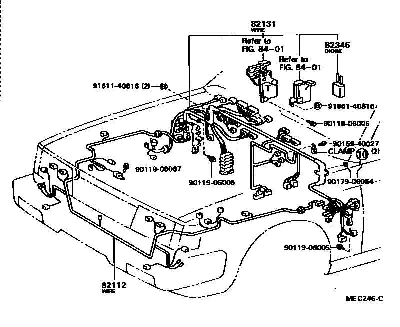Toyota CAMRY 线束和卡夹 EPC diagram — MEC246C