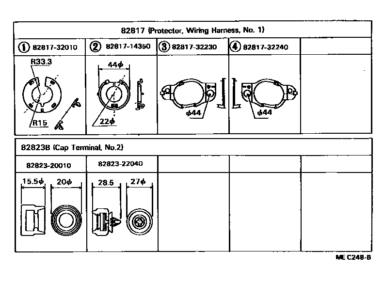 Toyota CAMRY 线束和卡夹 EPC diagram — MEC248B