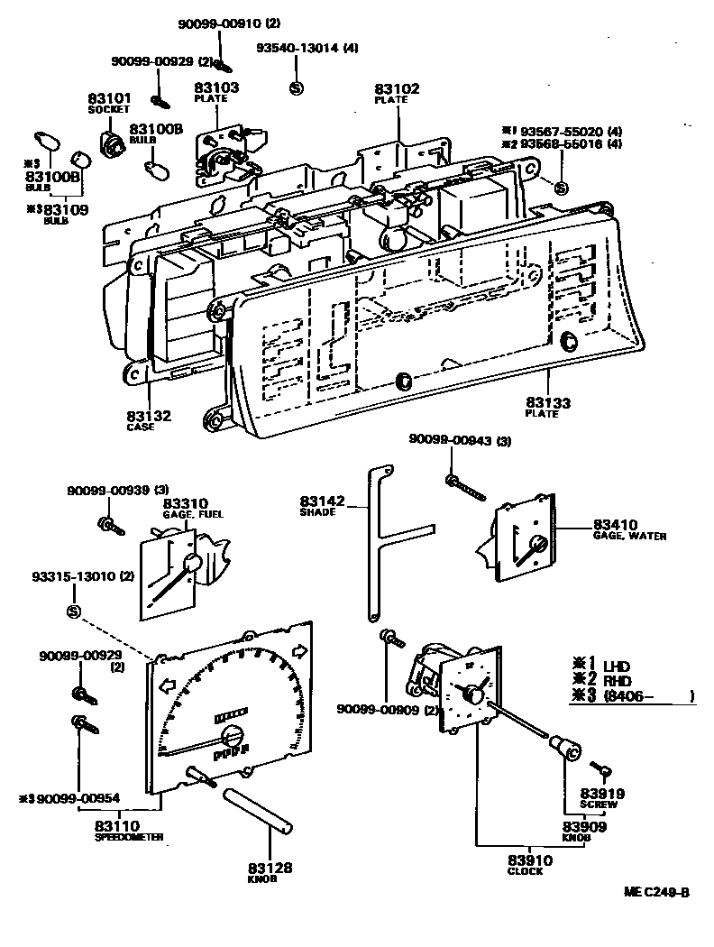 Toyota CAMRY 仪表 EPC diagram — MEC249B
