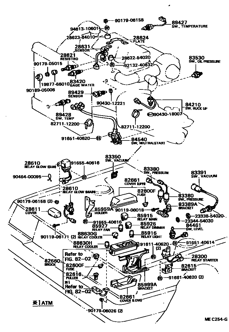 Toyota CAMRY 开关和继电器和ECU EPC diagram — MEC254G