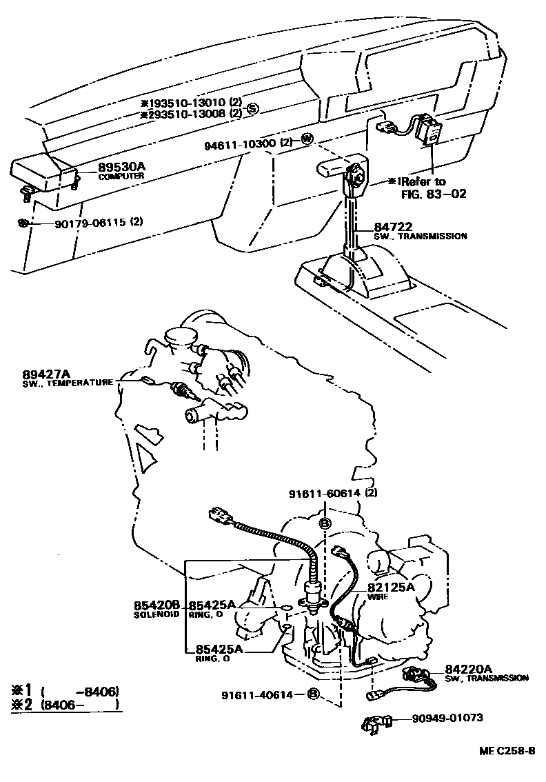 Toyota CAMRY 超速档和电子控制变速器 EPC diagram — MEC258B