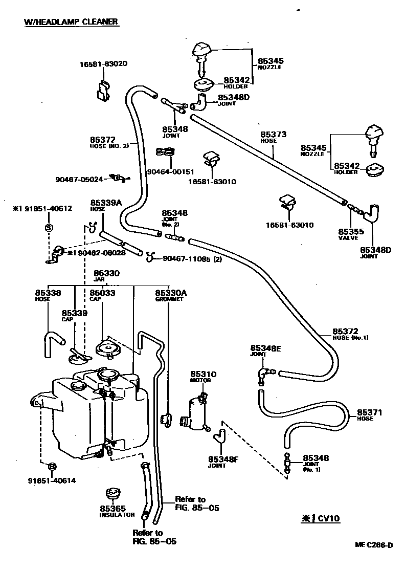 Toyota CAMRY 挡风玻璃清洗器 EPC diagram — MEC266D