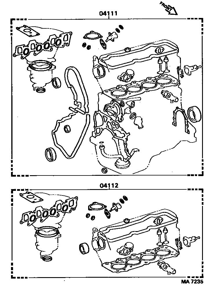 Toyota CAMRY Engine Overhaul Gasket Kit EPC diagram — MA7235