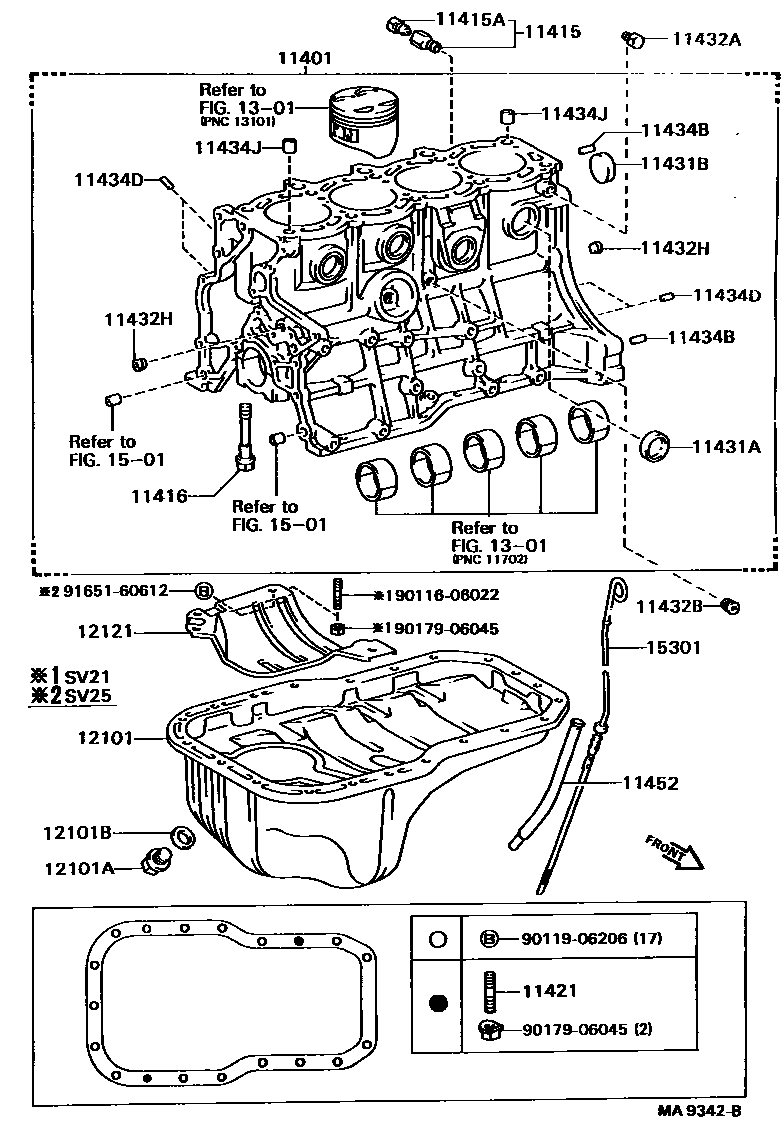 Toyota CAMRY Cylinder Block EPC diagram — MA9342B