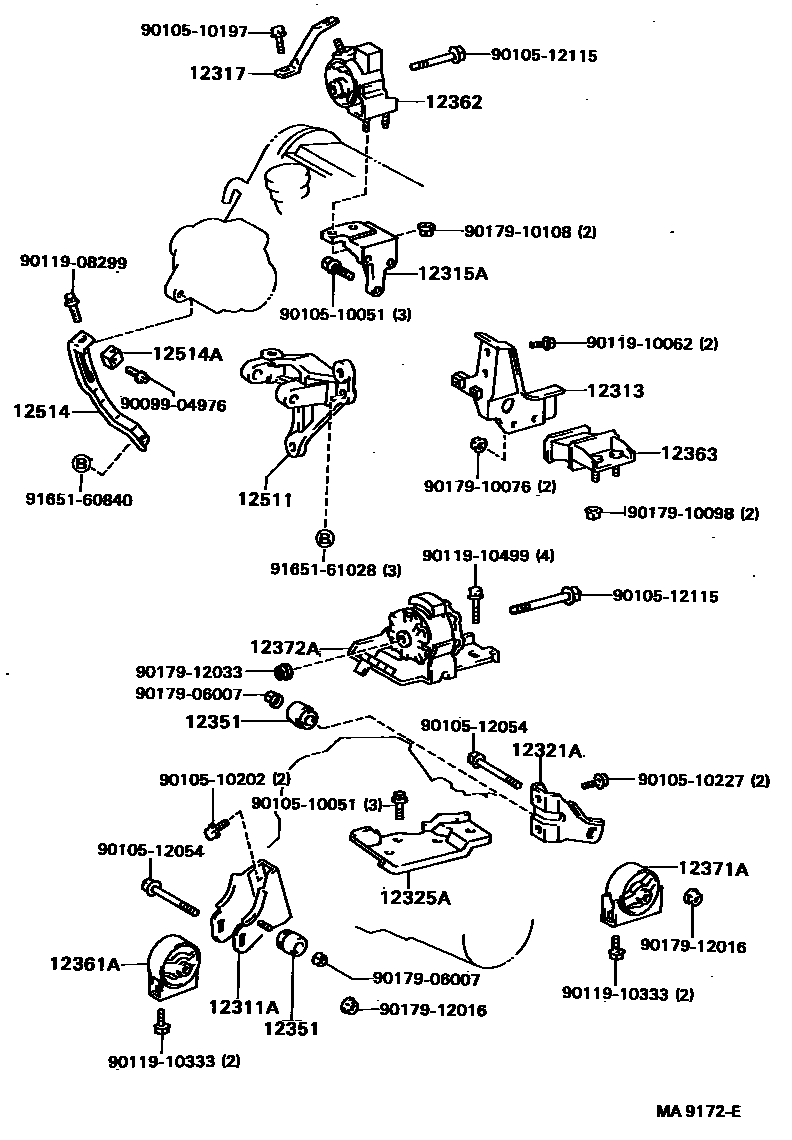 Toyota CAMRY Engine Mounting EPC diagram — MA9172E