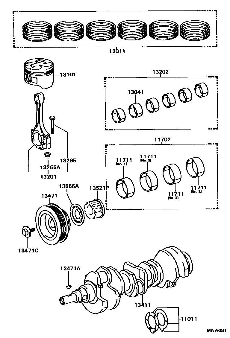 Toyota CAMRY Crankshaft & Piston EPC diagram — MAA681