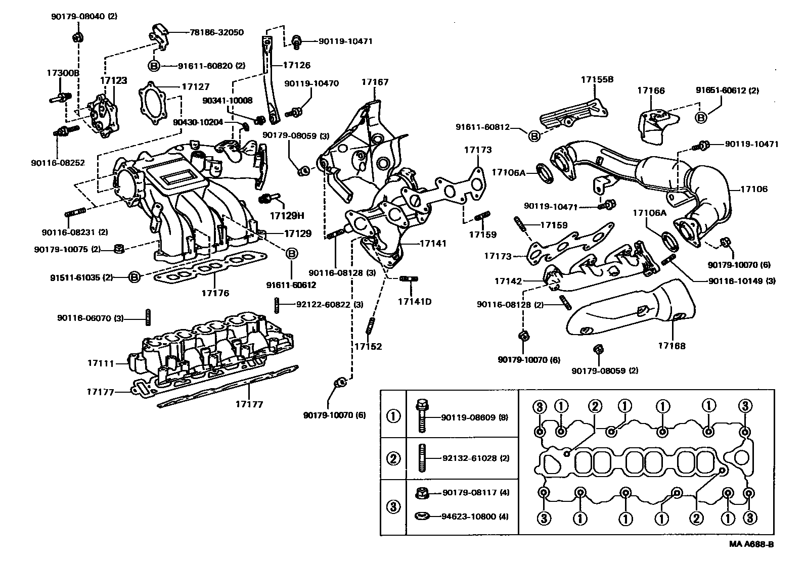 Toyota CAMRY Manifold EPC diagram — MAA688B