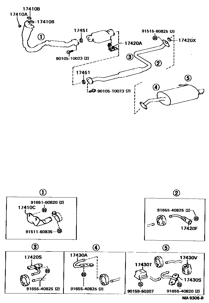 Toyota CAMRY Exhaust Pipe EPC diagram — MA9306B