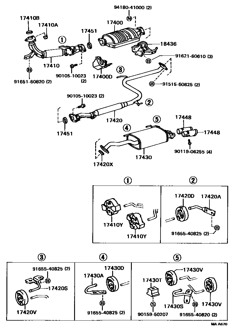 Toyota CAMRY Exhaust Pipe EPC diagram — MAA670