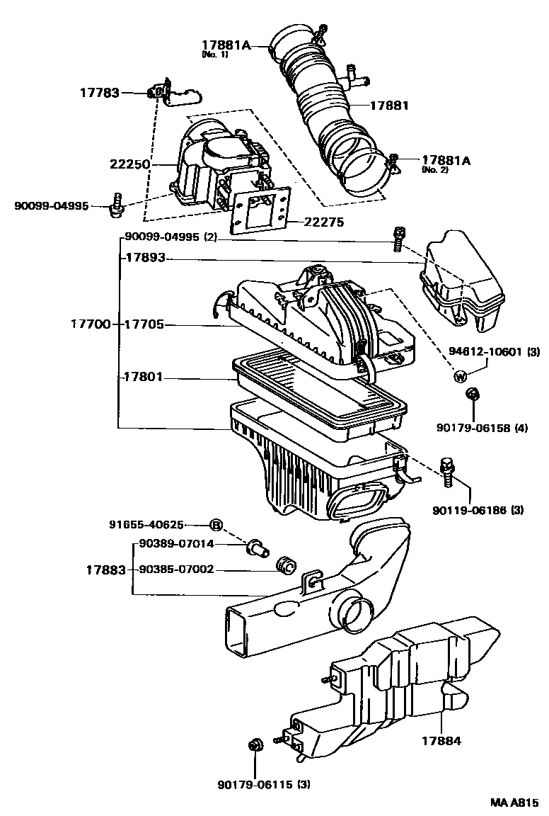 Toyota CAMRY Air Cleaner EPC diagram — MAA815