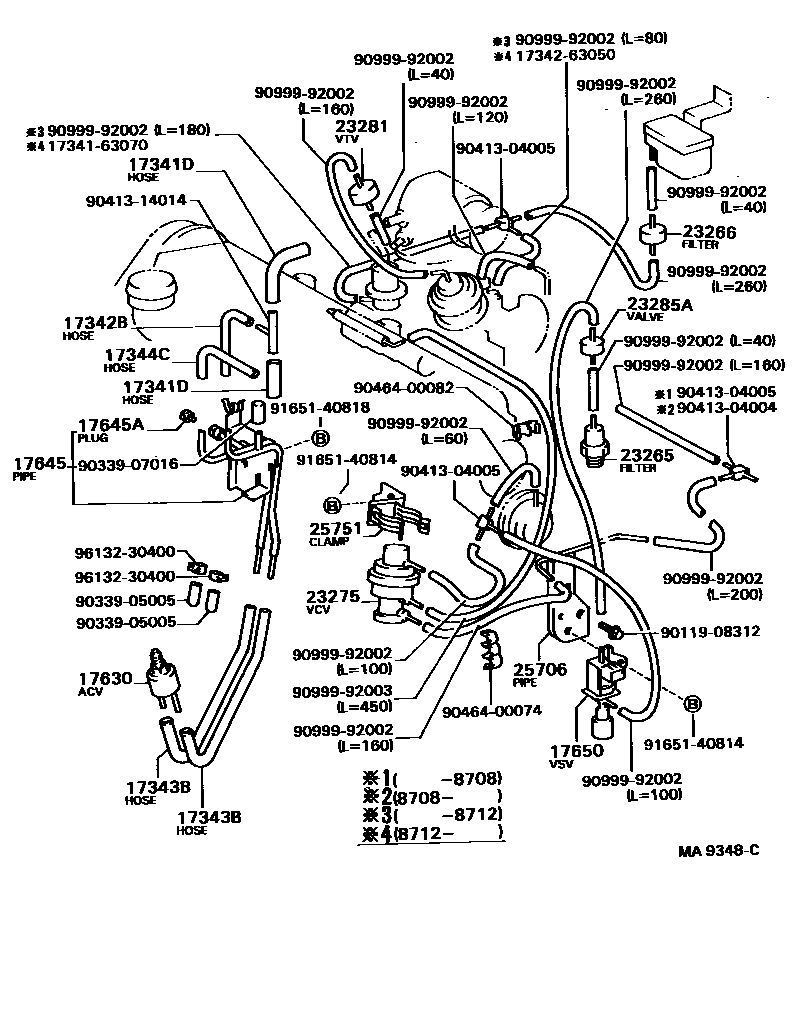 Toyota CAMRY vacuum tube EPC diagram — MA9348C