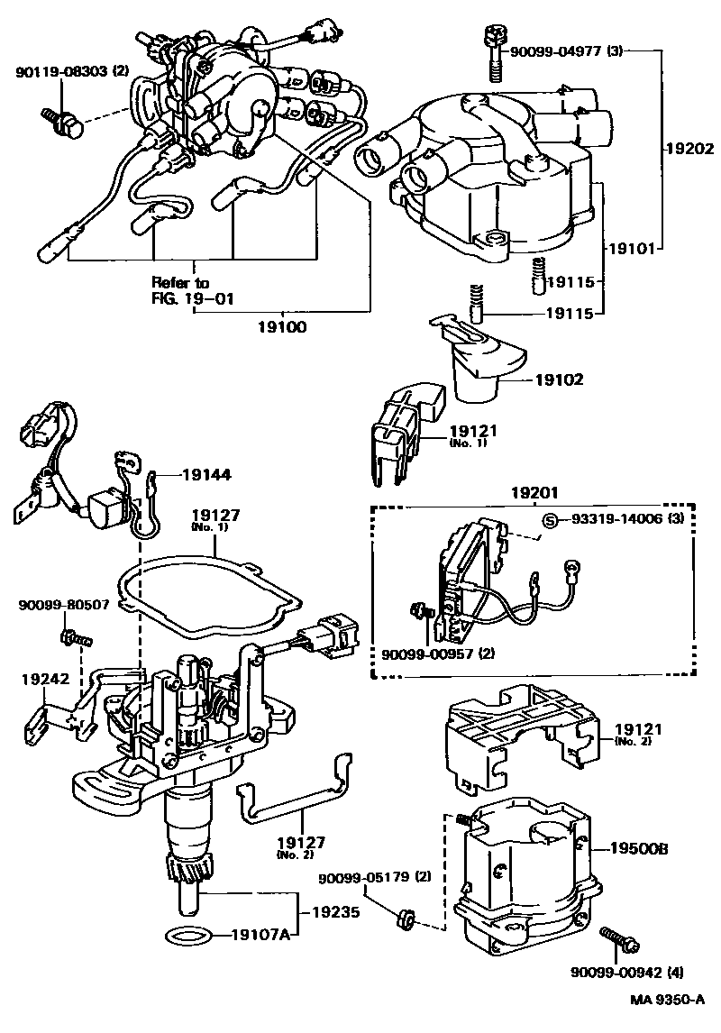 Toyota CAMRY 分电器 EPC diagram — MA9350A