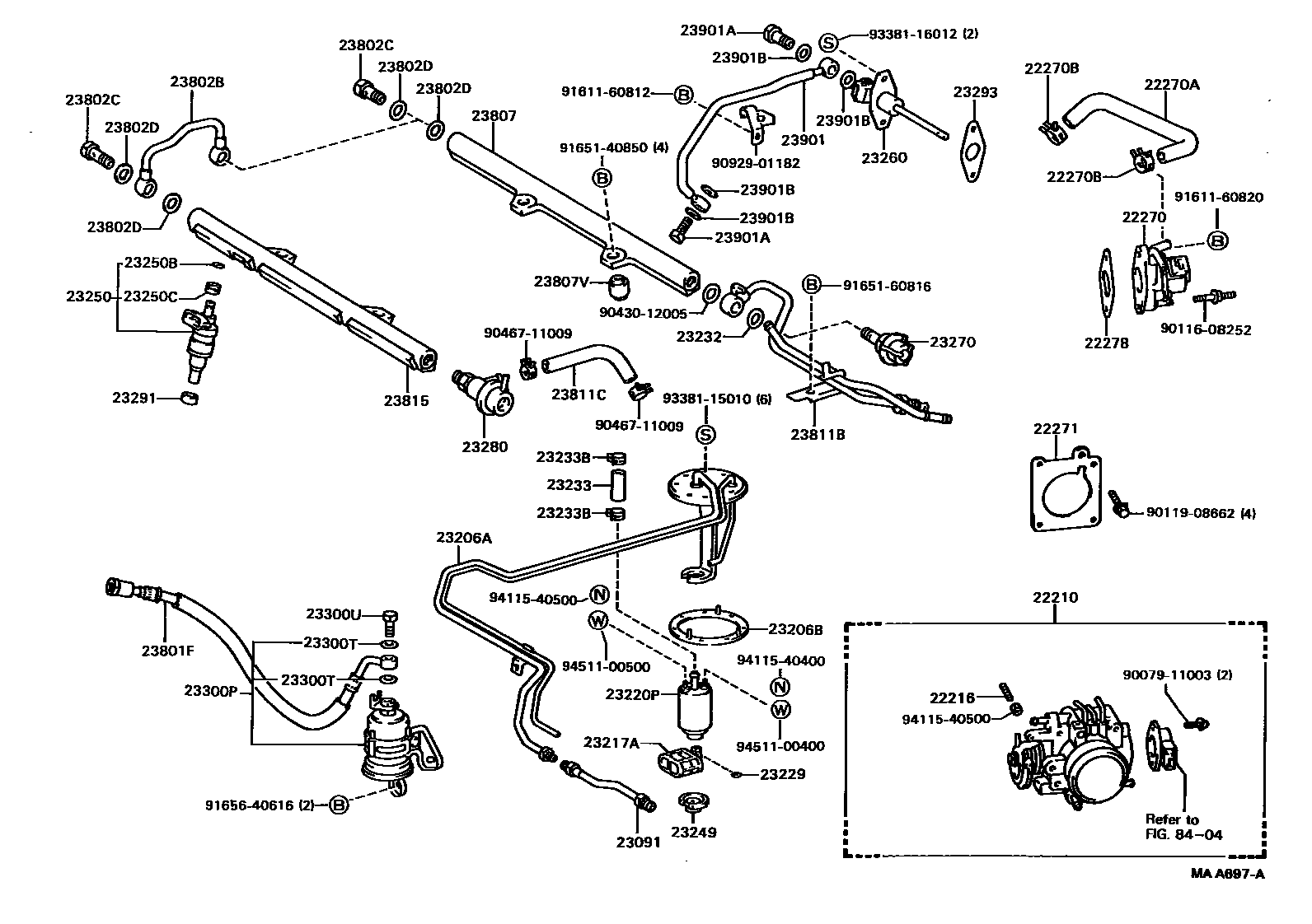 Toyota CAMRY 燃油喷射系统 EPC diagram — MAA697A