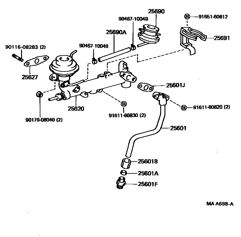Toyota CAMRY 废气再循环系统 EPC diagram — MAA698A
