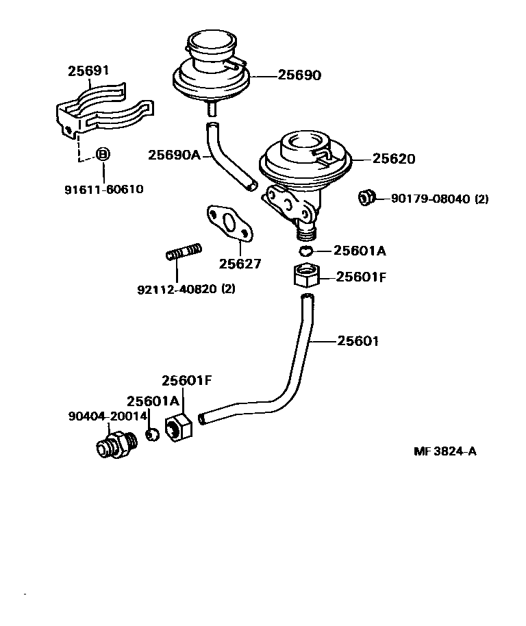 Toyota CAMRY 废气再循环系统 EPC diagram — MF3824A