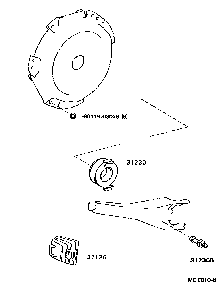 Toyota CAMRY 离合器和分离叉 EPC diagram — MCE010B