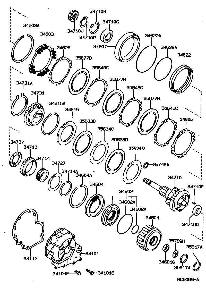 Toyota CAMRY 超速档齿轮(ATM) EPC diagram — NC5069A