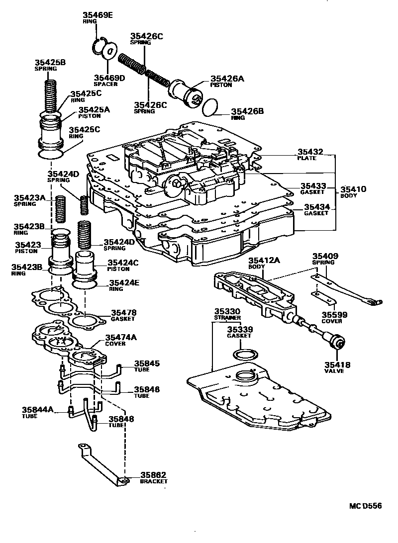 Toyota CAMRY 阀体和滤油网(ATM) EPC diagram — MCD556