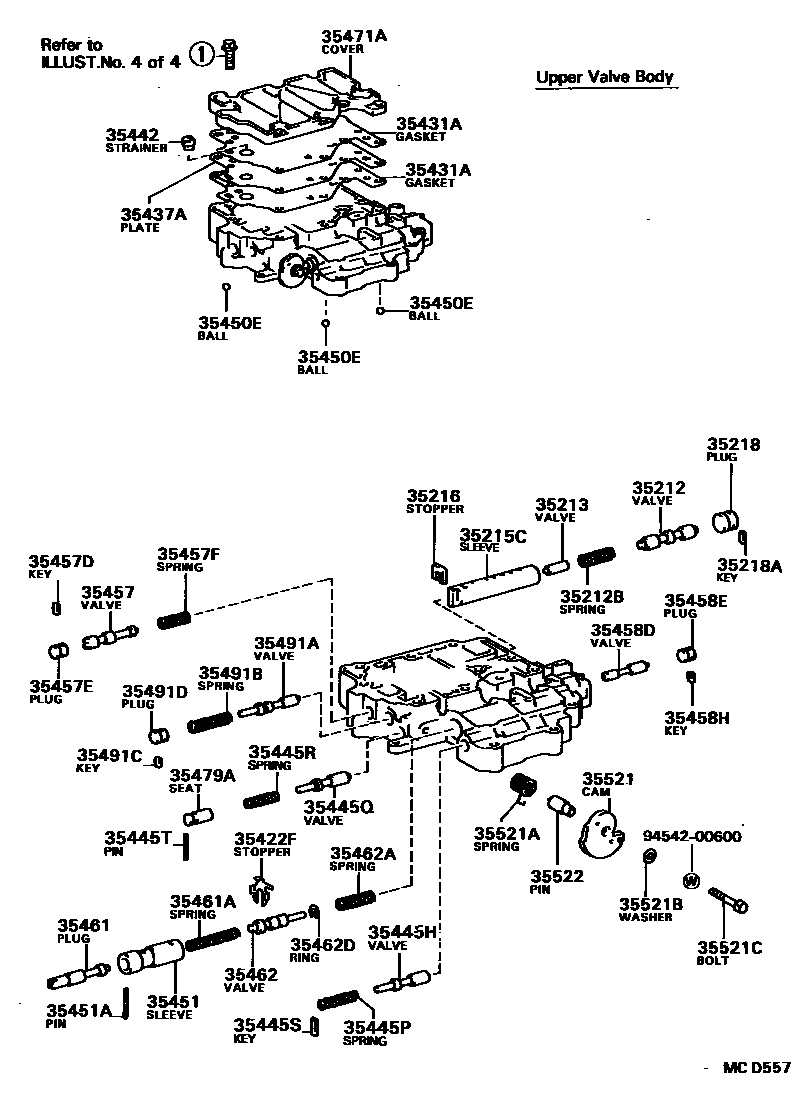 Toyota CAMRY 阀体和滤油网(ATM) EPC diagram — MCD557