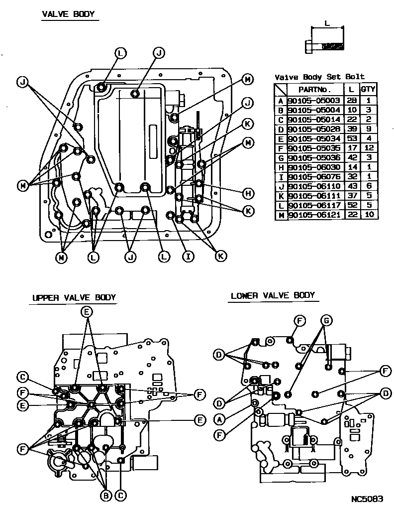 Toyota CAMRY 阀体和滤油网(ATM) EPC diagram — NC5083
