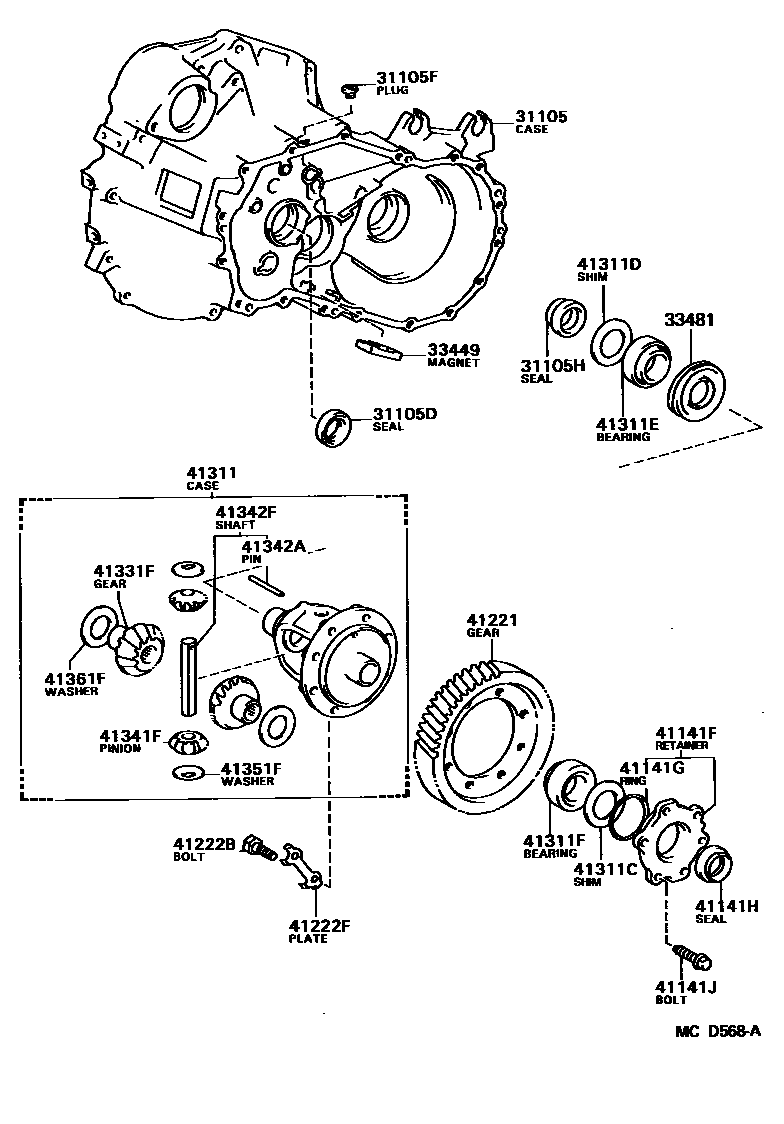 Toyota CAMRY 前桥壳和差速器 EPC diagram — MCD568A