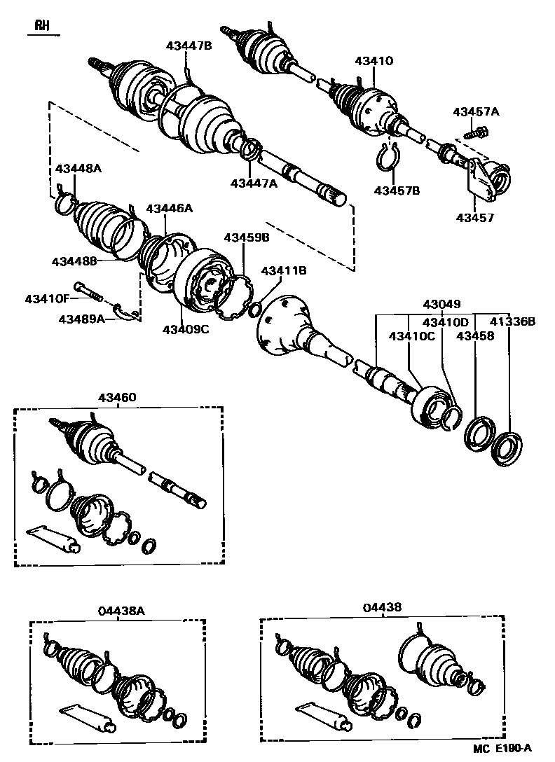 Toyota CAMRY Front Drive Shaft EPC diagram — MCE190A