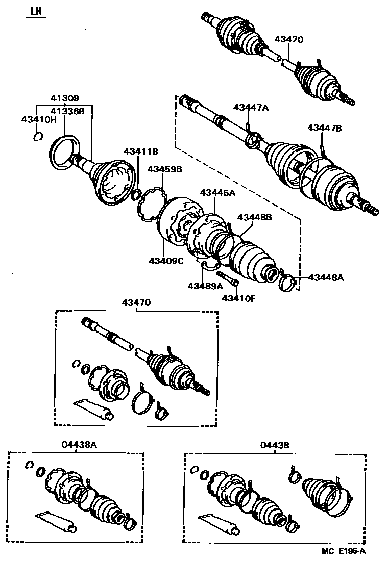 Toyota CAMRY Front Drive Shaft EPC diagram — MCE196A