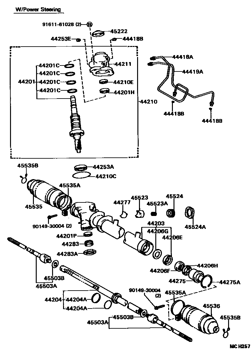 Toyota CAMRY 前转向齿轮和连杆 EPC diagram — MCH257