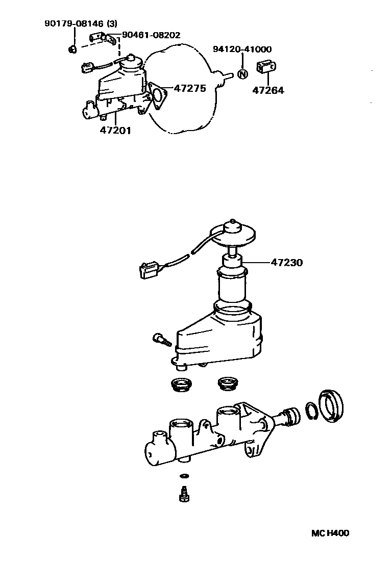 Toyota CAMRY 制动总泵 EPC diagram — MCH400