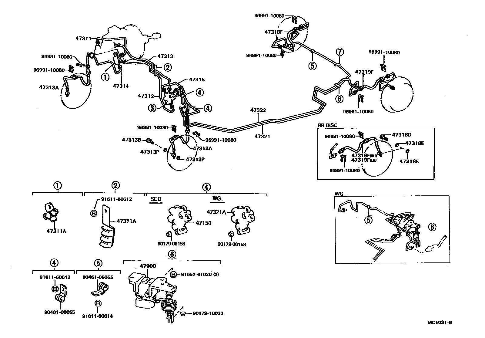 Toyota CAMRY 制动配管和卡箍 EPC diagram — MCE031B