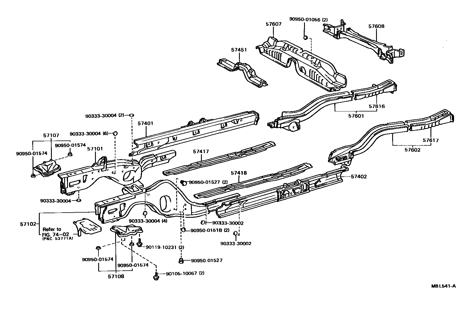 Toyota CAMRY Floor stringers EPC diagram — MBL541A