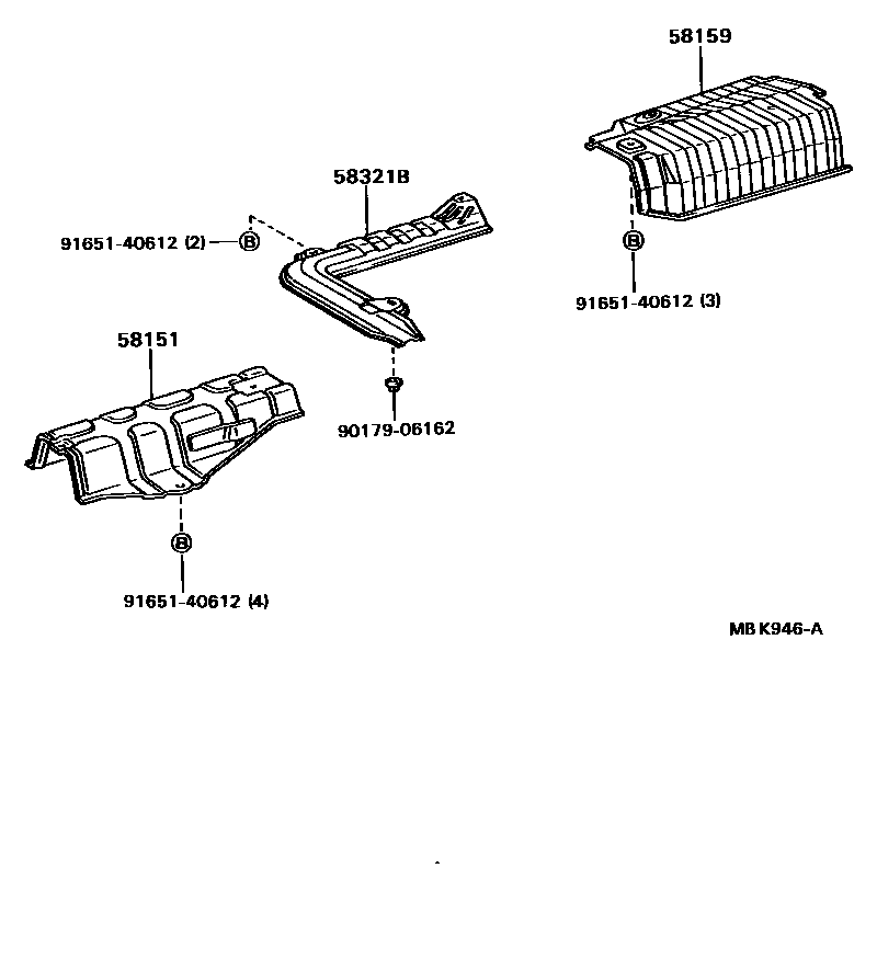 Toyota CAMRY 地板隔热垫 EPC diagram — MBK946A