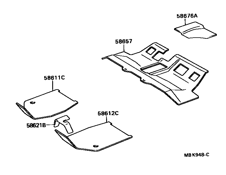 Toyota CAMRY 前围板消声板和地板消声垫 EPC diagram — MBK948C