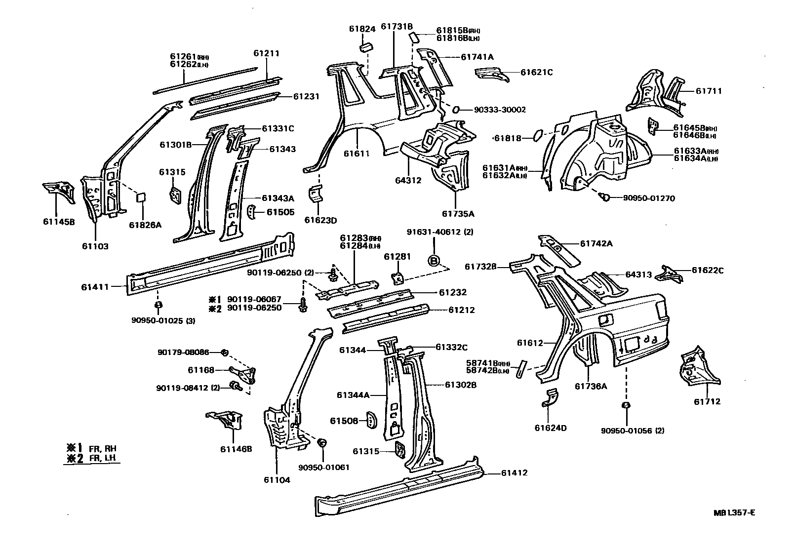 Toyota CAMRY 侧梁 EPC diagram — MBL357E