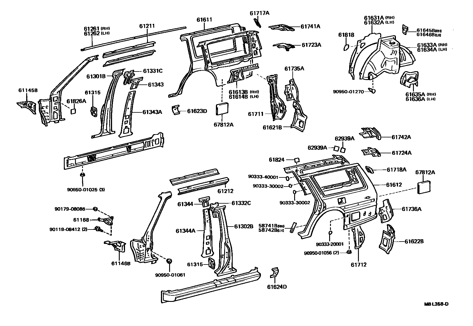 Toyota CAMRY 侧梁 EPC diagram — MBL358D